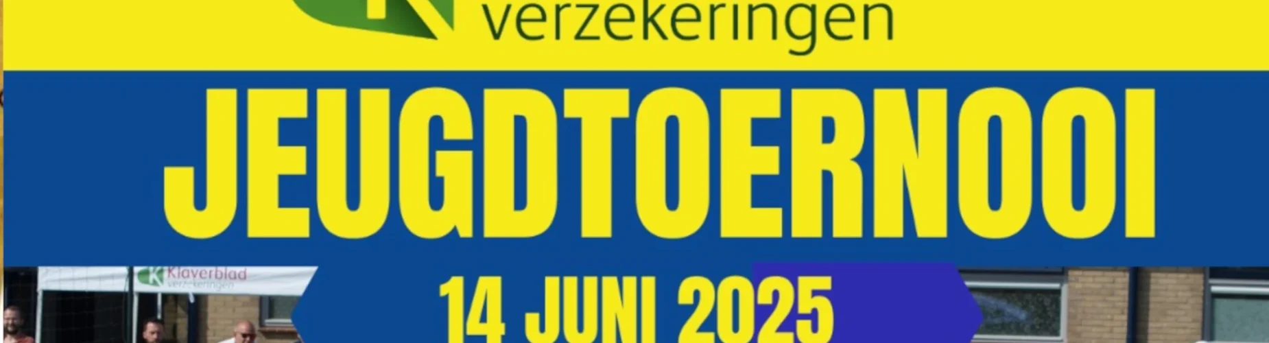 Banner - Klaverblad Verzekeringen Jeugdtoernooi 2025 - MSV & AV Flakkee - Middelharnis